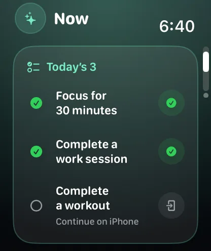 FocusMint Apple Watch Now with Today’s 3